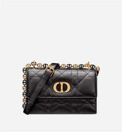 Small Dior Key Bag Black Box Calfskin